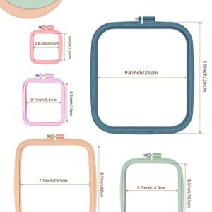 Pllieay 5 Pieces 5 Sizes Square Embroidery Hoops, ABS Plastic Embroidery Hoops for DIY Embroidery Craft