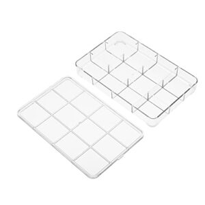 juvielich clear plastic organizer box,12 grids fixed storage container jewelry box for beads art diy crafts jewelry fishing tackles 9.06″ x 5.91″ x 1.57″(lxwxh) 1pcs