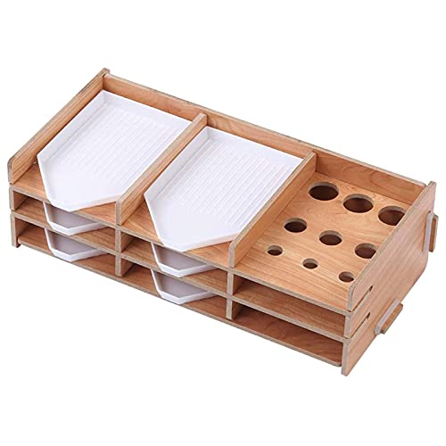 Delaman Diamond Painting Tool Storage Tray, 9 Grids Wood Diamond Painting Tray Organizer-Diamond Tools Storage Trays Multi for Women Ladies Beginner