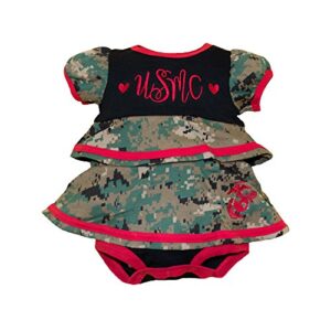 tc usmc baby girl dress blues style embroidered ruffle dress (6-9 month)
