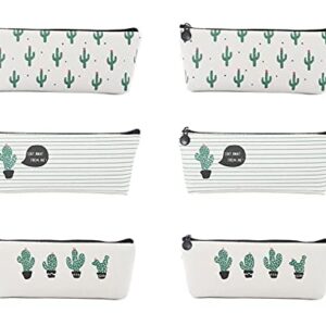 6 Pack Cactus Pencil Case, Pen Bag Canvas Cactus Pencil Pen Cosmetic Makeup Bag