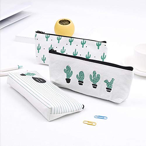 6 Pack Cactus Pencil Case, Pen Bag Canvas Cactus Pencil Pen Cosmetic Makeup Bag