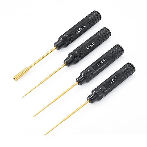 AEI 4Pcs SCX24 1:24 RC Car Tool Set 0.05'' 1.3mm 1.5mm 4.0mm(Box) Titanium Hexagon Screwdriver RC Repair Wrench Tools Kit for Axial SCX24