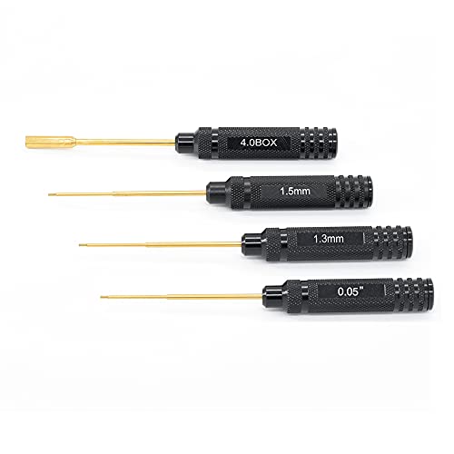 AEI 4Pcs SCX24 1:24 RC Car Tool Set 0.05'' 1.3mm 1.5mm 4.0mm(Box) Titanium Hexagon Screwdriver RC Repair Wrench Tools Kit for Axial SCX24