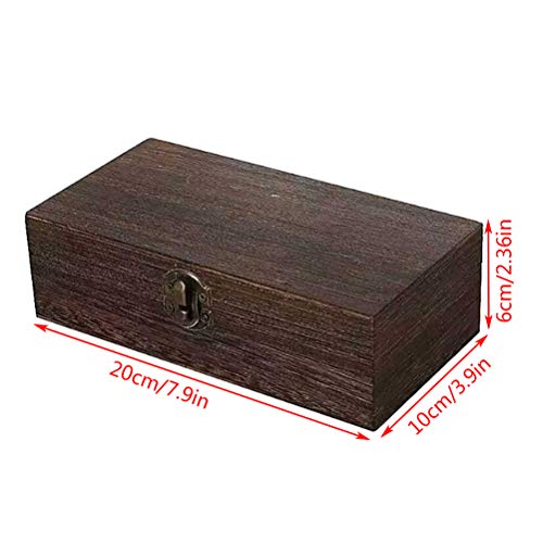 kekafu Rectangle Unfinished Wood Box DIY Paulownia Storage Jewelry Box with Hinged Lid and Front Clasp for Arts Storage - 8x4x2.36 Inch Rustic Wood Storage Box for Trinket Jewelry (Light Brown)