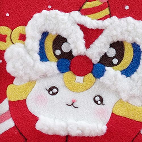 Almencla Wool Felt Material Kit Rabbit Pre Printed Pattern Ornament DIY Projects Punch Needle Embroidery Gift Accessories Kits for Home Wall Adults , B