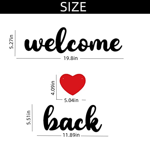 Welcome Back Banner Sign Party Decoration Black Glitter Pre-Strung Banner for Military Army Homecoming Teenager Homecoming Party Decorations, Family Theme Party Supplies