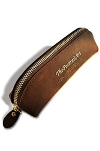 theportraitart vintage leather case/pouch for pencils, art supplies, cosmetic makeup tools, misc items