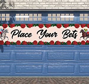 Place Your Bets Outdoor Banner Churchill Downs Kentucky Derby Party Horse Racing Large Fence Banner Front Yard Garden Decoration Sign