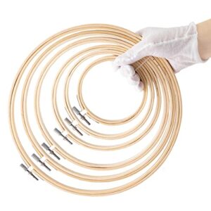 matchne embroidery hoop 2 pack 6pcs 4inch to 10inch easily loosen/tighten cross stitch supplies & needlework supplies bamboo wooden hoops for crafts