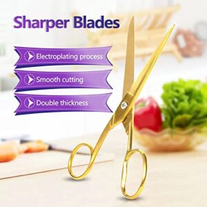 7" Scissors All Purpose Fabric Left Handed Kitchen for Office School Sewing Kid Adult Student Food Classroom Travel Comfort Gripstainless Steel Office Scissors(7 Inch Gold)