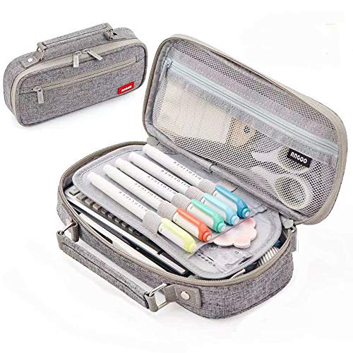 Pen case Pencil case Large capacity Fashionable Pencil case Boys Girls Elementary school students Junior high school students High school students University students For working adults （grey)