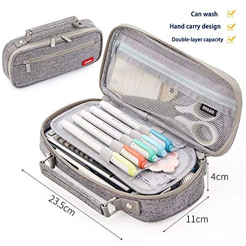 Pen case Pencil case Large capacity Fashionable Pencil case Boys Girls Elementary school students Junior high school students High school students University students For working adults （grey)