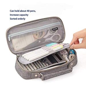 Pen case Pencil case Large capacity Fashionable Pencil case Boys Girls Elementary school students Junior high school students High school students University students For working adults （grey)