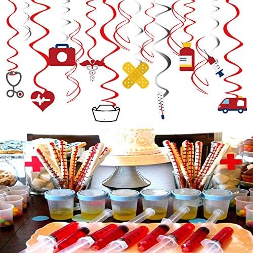 Mirabuy 20 Pcs Nurse Party Hanging Swirls Decorations for Nurse Graduation Party, RN Party Decorations, Medical Theme Party