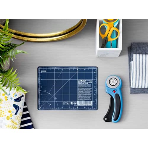 OLFA 6" x 8" Self Healing Rotary Cutting Mat (RM-6x8/NBL) - Double Sided 6x8 Inch Cutting Mat with Grid for Fabric, Sewing, Quilting, & Crafts, Designed for Use with Rotary Cutters (Navy)