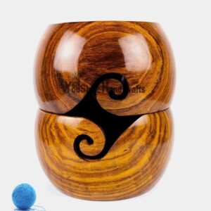 Decorative Yarn Bowl Weaving Supply Circular Yarn Storage Bowl Wooden for Knitting Crochet by SUFY Crafts (Large-7x7x4 Inch), Brown