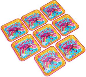 amscan 551828 trolls the movie poppy square party dinner paper plates, multicolor, 8 ct.