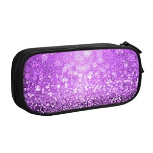 aseelo sparkling purple glitter pencil case big capacity pen marker box makeup bag polyester stationery organizer with for school office