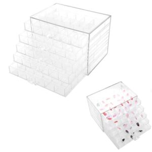 pilarmuture acrylic jewelry organizer,earring storage box organizer,5 layer drawer 120 grids jewelry storage box holder,for crafts art supply diamond painting nail tip bead earring ring(transparent)