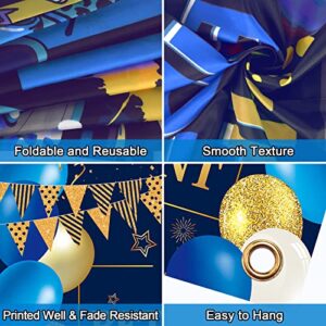 Happy Retirement Party Decorations Backdrop - Extra Large Retirement Decorations Banner Blue and Gold Happy Retirement Banner Party Supplies Photo Backdrop Background for Men, 70.8 x 43.3 Inch