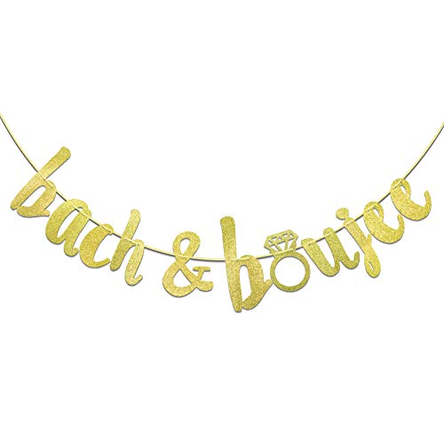 Bach & Boujee Banner, Glitter Bachelorette Banner for Bachelorette Party Decor (Gold)