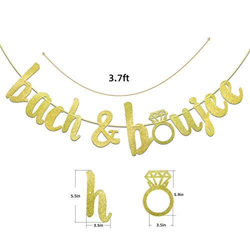 Bach & Boujee Banner, Glitter Bachelorette Banner for Bachelorette Party Decor (Gold)