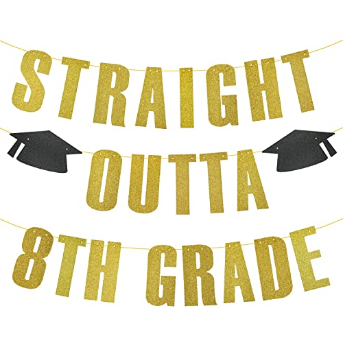 Straight Outta 8th Grade Banner, 8th Grade Graduation Decorations 2022 ...