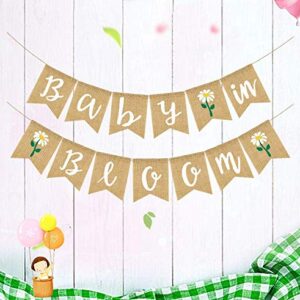 Baby in Bloom Banner Burlap Bunting Banner Garland Sign for Boy Girl Baby Shower Garland Decoration