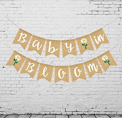 Baby in Bloom Banner Burlap Bunting Banner Garland Sign for Boy Girl Baby Shower Garland Decoration