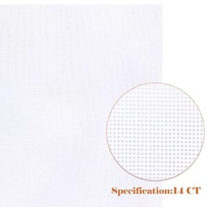Caydo 6 Pieces Aida Cloth 14 Count White Cross Stitch Fabric for Craft Embroidery, Handmade Needlework, DIY Handicrafts, 12 by 18-Inch
