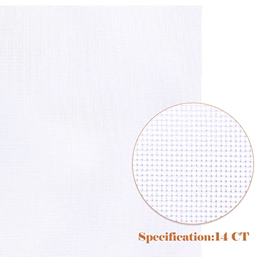 Caydo 6 Pieces Aida Cloth 14 Count White Cross Stitch Fabric for Craft Embroidery, Handmade Needlework, DIY Handicrafts, 12 by 18-Inch