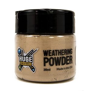 huge miniatures weathering powder, sand pigment for model terrain scenery and vehicles by huge minis – 30ml flip-top container