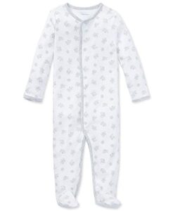 ralph lauren baby boy/girl neutral print cotton jersey coverall paper white multi (newborn)