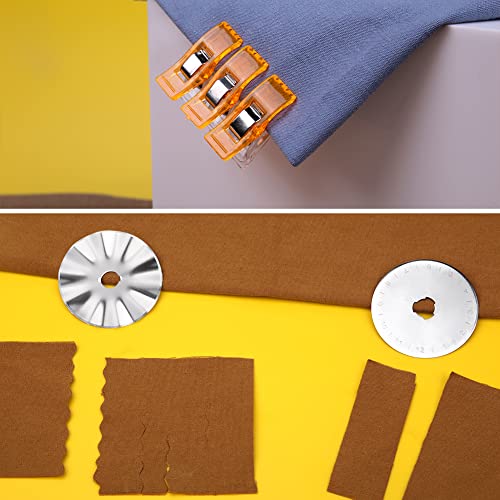 45 mm Rotary Cutter Set with Storage Bag, A4 Self Healing Cutting Mat, Acrylic Ruler, 7 Pcs Replacement Blades, Sewing Pins, Craft Knife Set and Craft Clips, Ideal for Sewing, Crafting, Patchworking