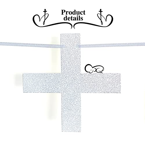Glitter Mi Primera Comuniòn Banner - Baby Baptism/ First Holy Communion Bunting Décor - God Bless This Child Baby Shower Party Decoration Supplies(Black)