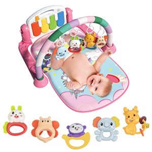 baby play mat baby gym,play piano tummy time, activity center for baby,baby toys,infant baby play mat with music&lights, boy & girl gifts for newborn baby toddler 0 to 3 6 9 12 months(pink)…