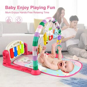 Baby Play Mat Baby Gym,Play Piano Tummy Time, Activity Center for Baby,Baby Toys,Infant Baby Play Mat with Music&Lights, Boy & Girl Gifts for Newborn Baby Toddler 0 to 3 6 9 12 Months(Pink)…