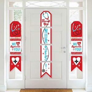 big dot of happiness thank you nurses – hanging vertical paper door banners – nurse appreciation week wall decoration kit – indoor door decor
