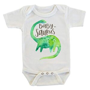 witty and bitty babysaurus green dinosaur t rex onesie/bodysuit (3-6 months)