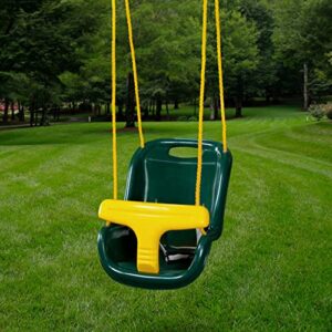 gorilla playsets 04-0032-g high back plastic infant swing with yellow t bar & rope, green