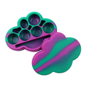 1pc silicone container wax large 85ml cloud shape non stick multi use storage oil jar purple/green by ooduo