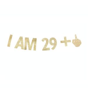 morndew gold gliter i am 29+1 paper banner for 30th birthday party sign backdrops funny/gag 30 bday party wedding anniversary celebration party retirement party decorations