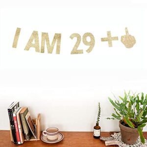 Morndew Gold Gliter I AM 29+1 Paper Banner for 30th Birthday Party Sign Backdrops Funny/Gag 30 Bday Party Wedding Anniversary Celebration Party Retirement Party Decorations