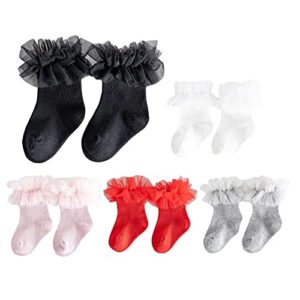 baby girl princess ruffle lace socks toddler girls fluffy tulle socks newborn baby dress socks (6pairs-a, m(2-3 years))