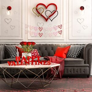 Whaline Valentine's Day Felt Banner with String Pink Red White Hollow Heart Banner Pre-Assembled Sweet Banner Fireplace Wall Hanging for Party Wedding Anniversary Home Decoration