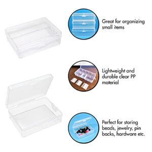 12 Pack 3.5x2.6x1.1 Inches Small Clear Plastic Box Storage Containers with Hinged Lid Rectangular for Organizing Small Parts, Office Supplies, Clips (12)