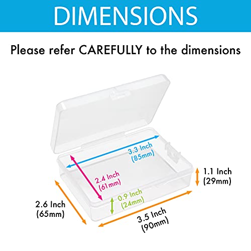 12 Pack 3.5x2.6x1.1 Inches Small Clear Plastic Box Storage Containers with Hinged Lid Rectangular for Organizing Small Parts, Office Supplies, Clips (12)