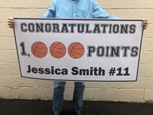 basketball 1,000 points banner – custom personalized 1000 points banner – 2ft. x 4ft
