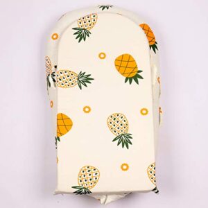 Newborn Lounger Cover for DockATot Deluxe | 100% Cotton Baby Lounger Extra Cover | Hypoallergenic Replacement Cover for DockATot Docks | (Cover only) |for DockATot Deluxe Baby Nest (Pineapples)